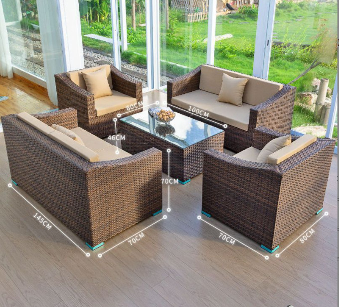 250kg Rattan Furniture Sofa And Chairs Set Hotel Villa Leisure Combination