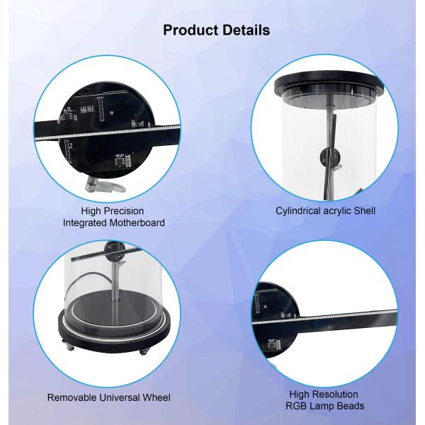 Mini 3D Holographic Projector Fan Splicing Cylindrical Hologram Fan Human Transparent Cabinet Solution Display Equipment