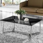 Plywood Movable Coffee Table Rectangle Stainless Steel Base 45cm Height