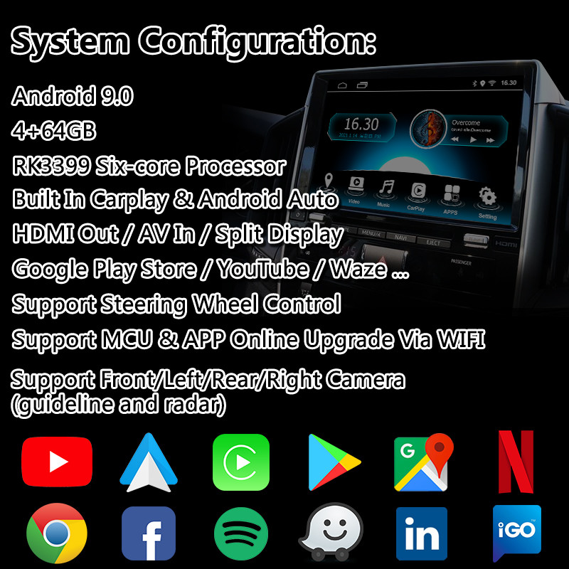 4+64GB Android Carplay Video Interface for Toyota Land Cruiser LC200 LC-GT GXR 2018-2021 Touch 3