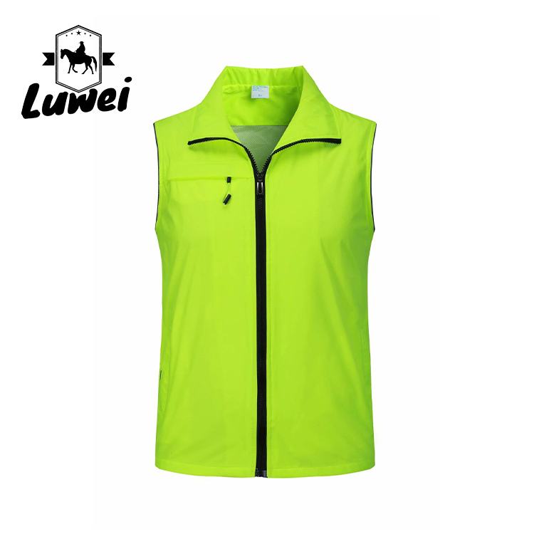 New Male Casual Summer Big Size Reflective Slim Fit Lapel Utility Zipper Thin Workwear Waistcoats Oversized Vests for Men