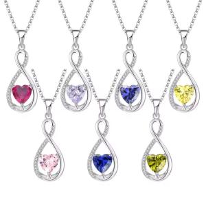 Wholesale YASVITTI Gemstone Infinity Pendant Necklaces Cubic Zirconia Birthstone Heart 925 Sterling Silver Necklaces from china suppliers