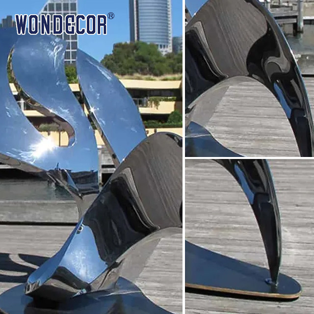 Large outdoor square forged metal modern geometric shape stainless steel sculpture