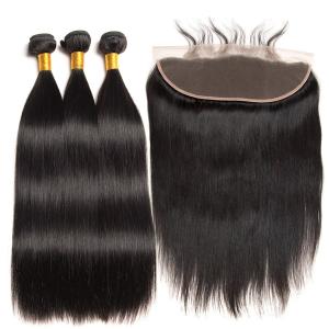 Wholesale Natural Black Real Straight Human Hair Extensions Bundles No Shedding from china suppliers