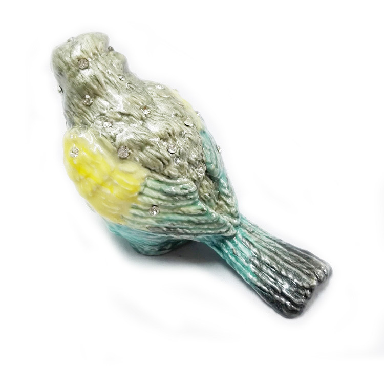Bird jeweled trinket box enamel rhinestone bird jewelry box container bird figurine