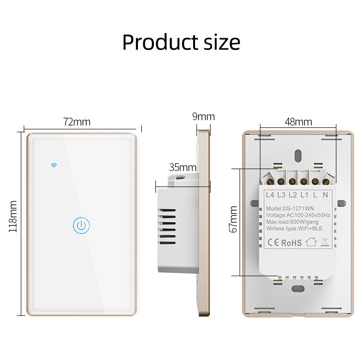 Glomarket 1 Gang Tuya Smart Switch Aluminium Bezel Security Smart Home