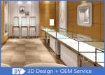 Brush Gold Stainless Steel Jewelry Counter Design With Wood Cabinet