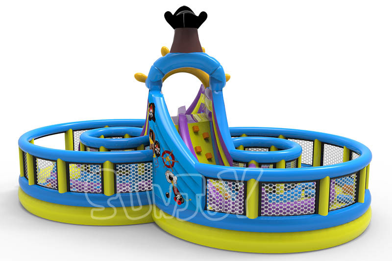 Curve Eight Pirate Race Jumping Castle Inflatable Obstacle Course