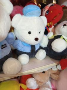 Wholesale Plush toys stuffed animals bear with hat blue cloth holiday gifts cute cartoon toys from china suppliers
