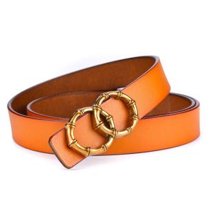 Wholesale Ladies Casual Fake Leather Belt 2.3cm Pin Luxury Double Circle Belt Buckle from china suppliers
