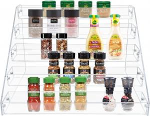 Wholesale Custom Tiered Clear Acrylic Spice Rack Organizer Shelf Seasoning For Countertop 12.4x15.35x6.4inch from china suppliers