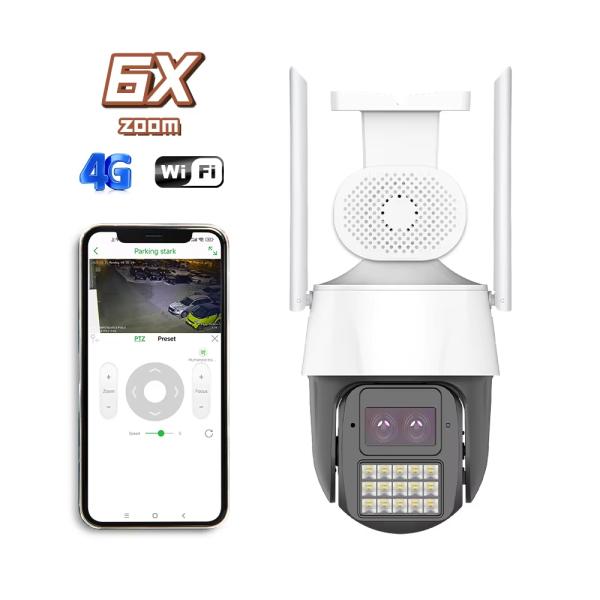 Smart 4G 4MP Ptz Network Camera Dual Lens Night Vision Auto Tracking Security Camera Outdoor Waterproof Camera