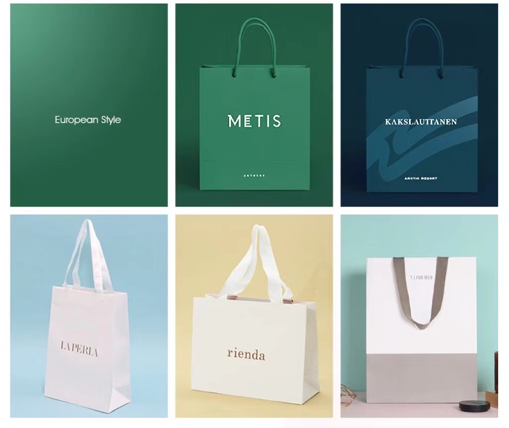 ODM Grapefruit Color Paper Garment Bags Custom Printed Paper Take Out Bags