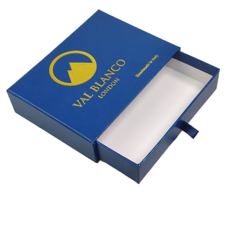 Recyclable Blue Paper Slide Open Cardboard Drawer Packaging for Elegant Skincare