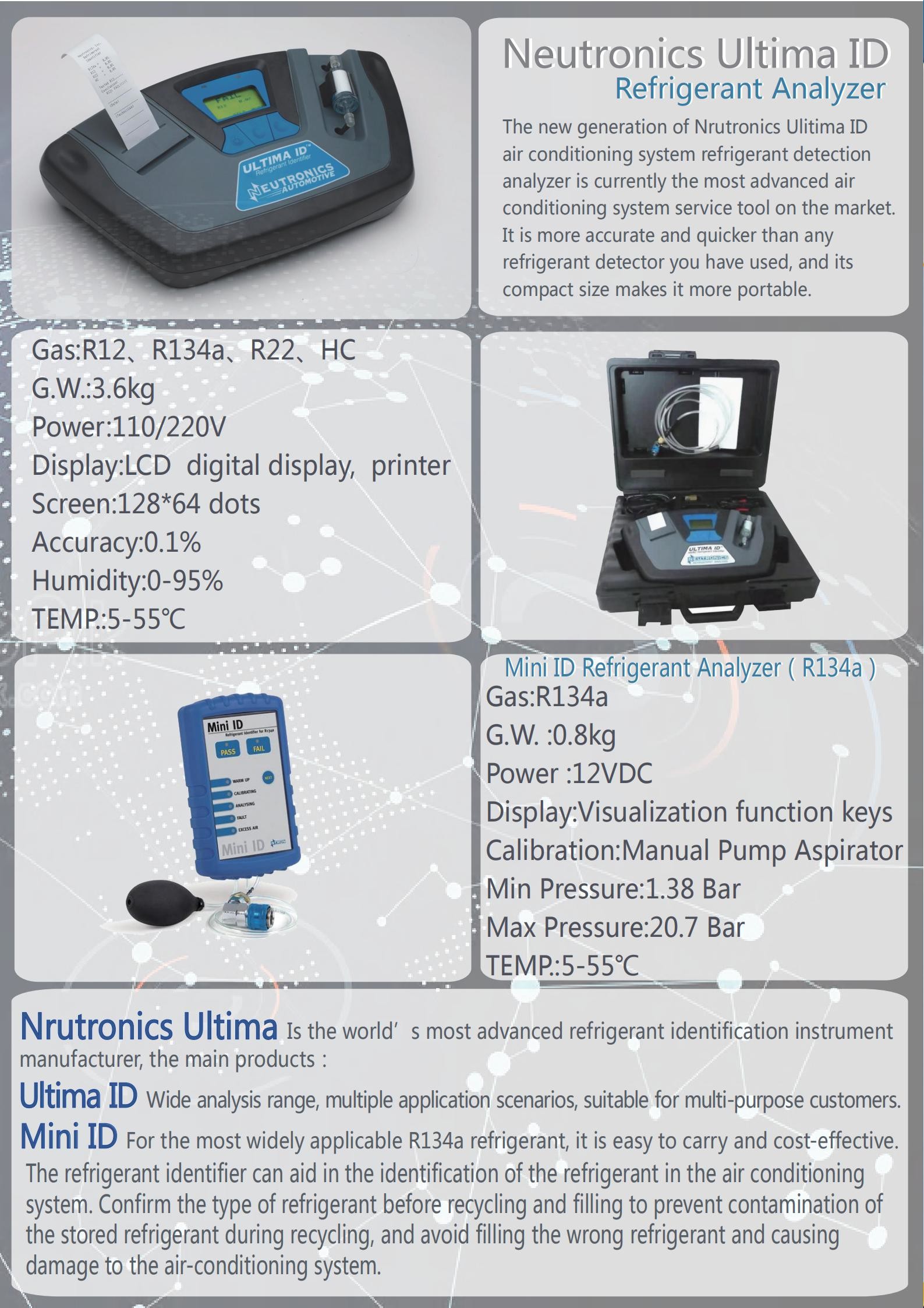 Mini ID Gas Neutronics Refrigerant Identifier For R134a