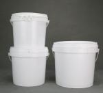 Customizable Plastic Food Bucket With Handle White Round Shape