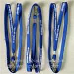 Tubular neck strap with metal crimp and metal bead