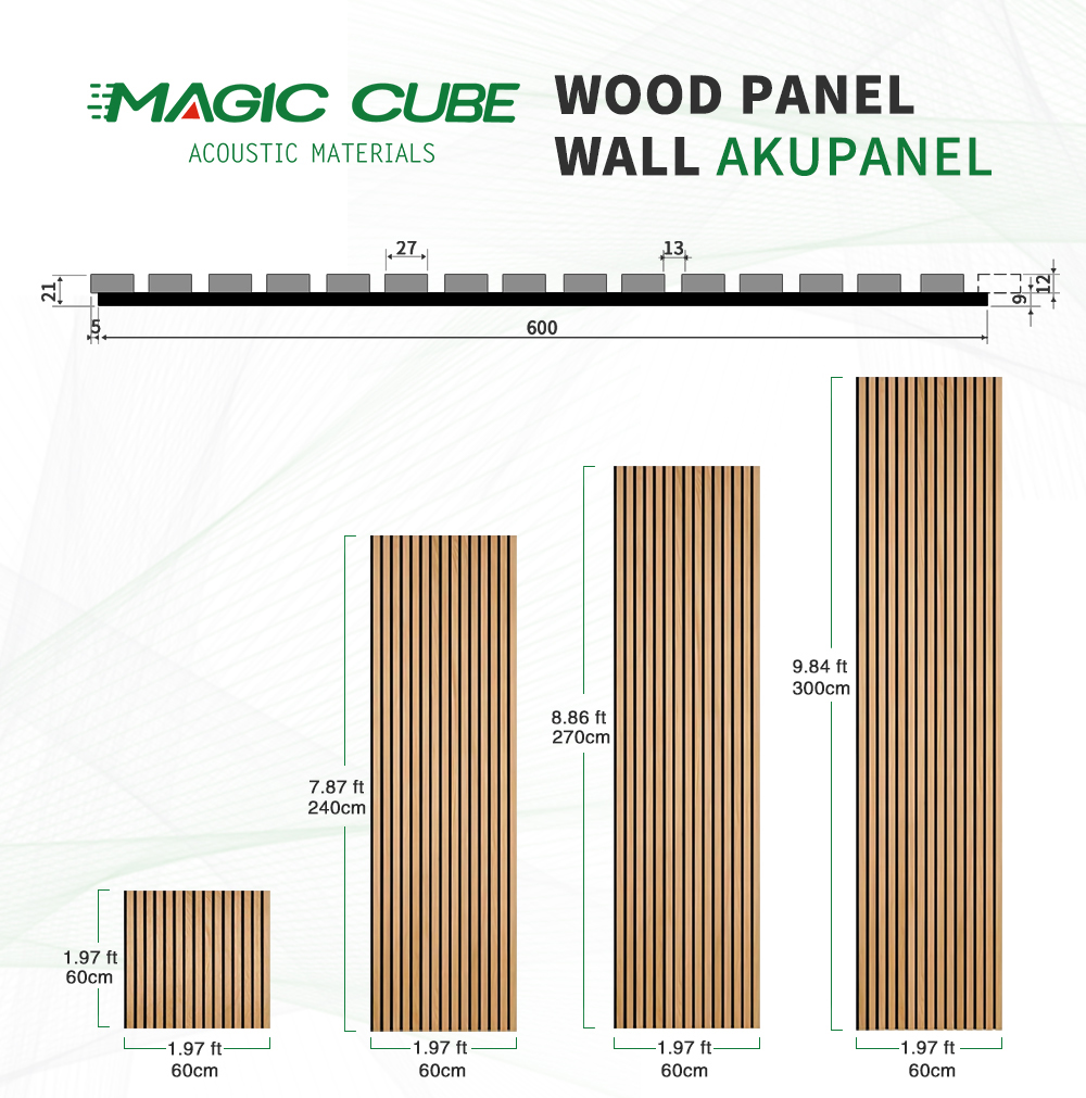 2400*600*21 mm Standard Size Wooden Slats Polyester Fiber Decorative Panel for Bedroom