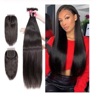 Wholesale Virgin Brazilian Human Hair Extensions / 3 Bundles Human Hair With 4 X 4 Lace Closure from china suppliers