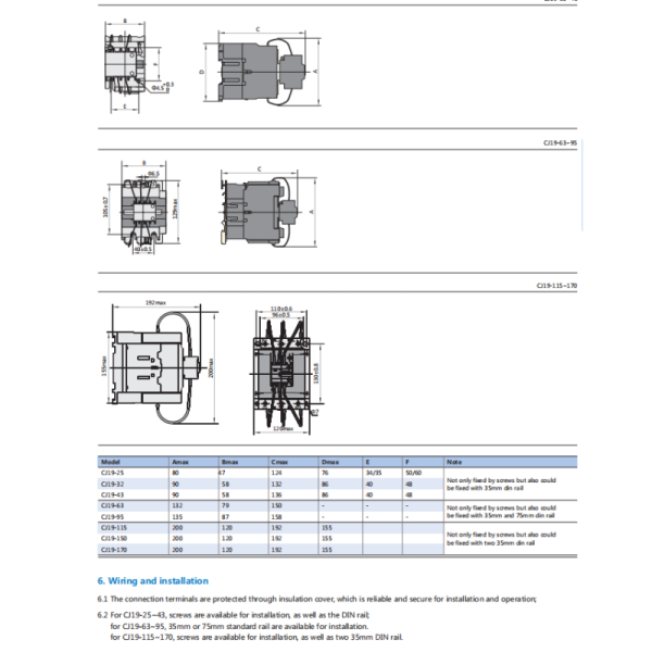 220V AC Magnetic Contactor Three Phase Din Rail Installation For Motor Control
