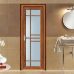 6063 Aluminium Casement Doors Double Hollow Glass Grill With Retro Gold Handle