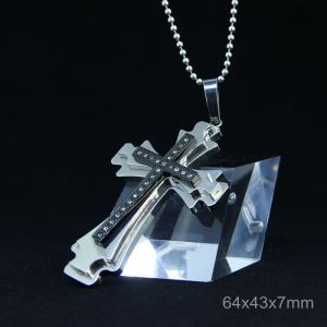 Wholesale Trendy Stainless Steel CZ Crystal Stones Inlay Cross Plus Symbol Necklace Pendant LDC226 from china suppliers