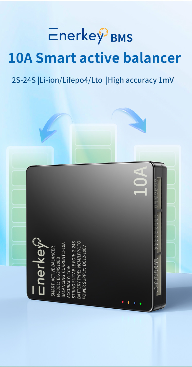 Enerkey EK-24S10EB Smart Active Balancer 10A 24S LCD Lead Acid Battery Equalizer 24/36/48v/96v