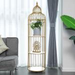 Rustproof Four Layers 32x136cm Metal Flower Stand Birdcage Shape