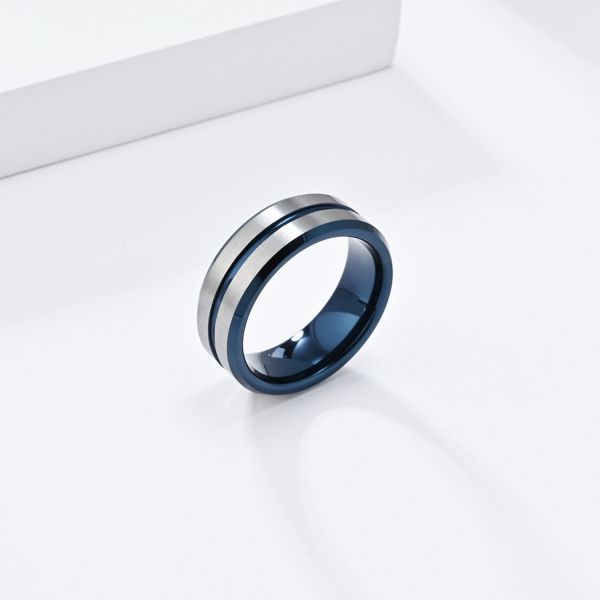 Hot Selling 8mm Slotted Tungsten Steel Ring Ring Men's Niche High-End Vacuum Plated Two-Color Tungsten Gold Jewelry Tstk002sb