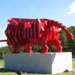 Large Outdoor Spray Painted Steel Cow Metal Sculpture For Decoration By Highway