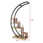 Metal Plant Stand Creative Half Moon Shape Ladder Flower Pot Stand Rack for Home