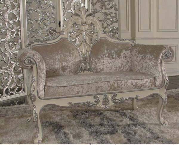 Formal Motif Fabric Decorative Antique French Sofa Hand Crafted Living Room