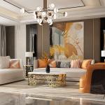Upscale Marble Oval Shaped White Coffee Table For Living Room