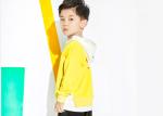 Yellow Fake Two Pieces Boys Fall Sweaters , Cute Little Boy Clothes With Hood