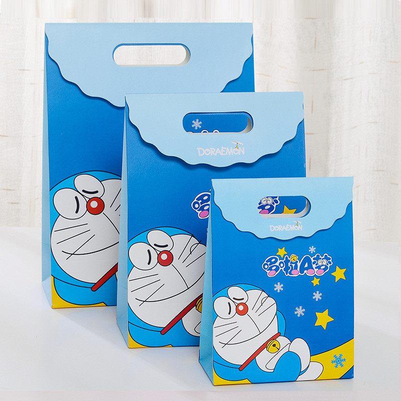 Eco-Friendly Custom Printed Doraemon and Kitt Cat Paper Bags for Children's Day