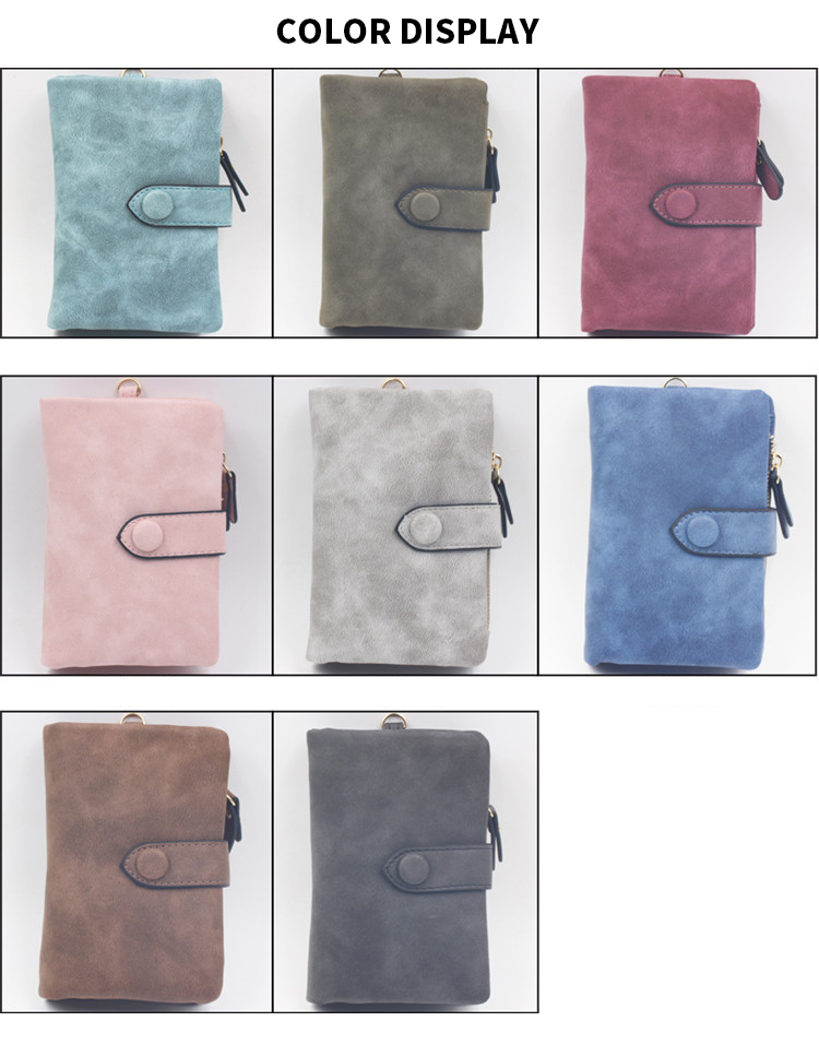 Korean Style Short Female Purse with Tri-fold Design and Soft Pu Leather Material