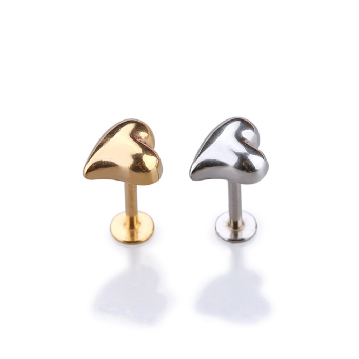 New arrival korea style labret ring heart shaped lip ring with cheap price