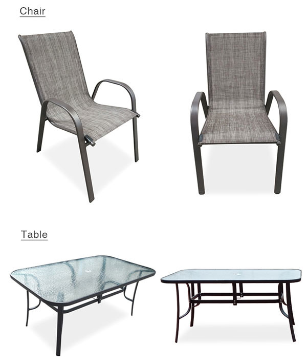 Garden Furniture Outdoor Patio Conversation Dining Set 7 Piece Modern Metal Steel