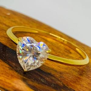 Wholesale Heart Moissanite Solitaire Engagement Women's Ring 18K Yellow Gold from china suppliers
