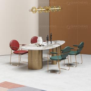 Wholesale Uber Stylish 0.4CBM Luxury Marble Dining Table 8 Seater 1.2mm 201 Stainless Steel from china suppliers