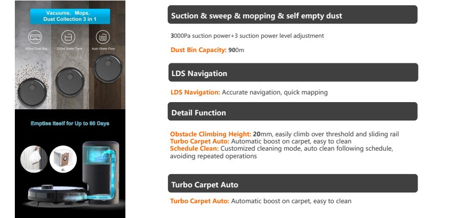 240ml Water Tank Automatic Robot Vacuum Cleaner With Self Charge