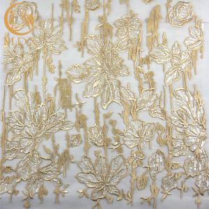 Wholesale Delicate MDX Gold Color Embroidery Lace Fabric Mesh Sequins For Gown Dress from china suppliers
