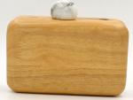 Simple Design Ladies Makeup Wooden Clutch Bag Yellow Color For Vacation