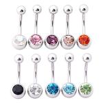 20 colors rhinestone belly rings 316L stainless steel belly rings