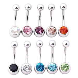 Wholesale 20 colors rhinestone belly rings 316L stainless steel belly rings from china suppliers