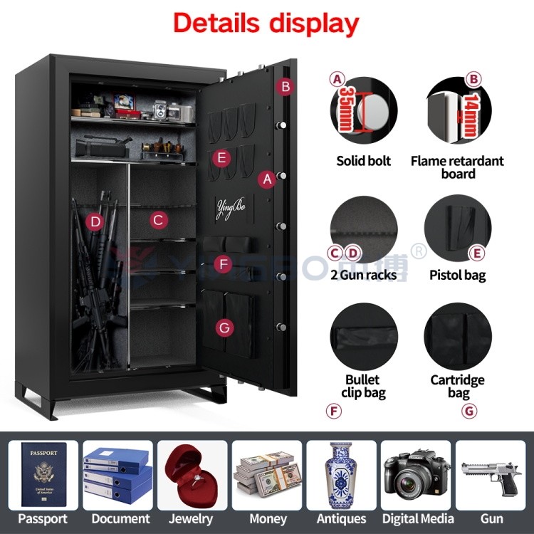OEM Steel Gun Safe Box 645kg For Home Office Hotel YB/GS - 180