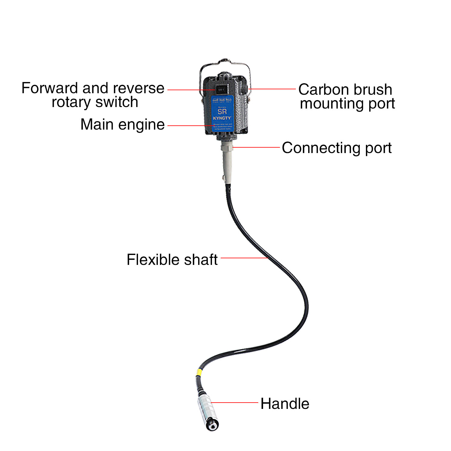 Grinder Flexshaft Hanging Rotating Motor 18000Rpm for Metalworking Tools