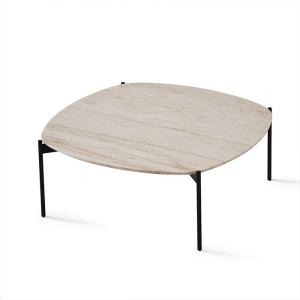 Wholesale Iron Finish Central Coffee Table Black Satin Finish Natural Travertine Top Metal Legs from china suppliers