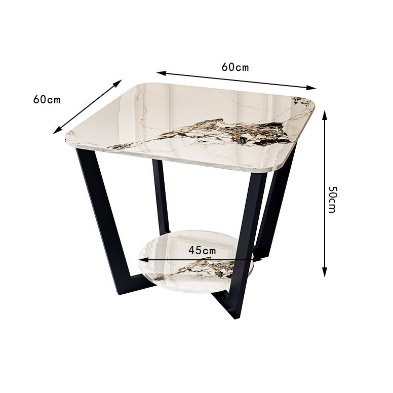 Stainless Steel SS Edge Sofa Side Table Marble Top No Storage