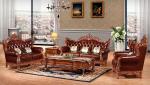 New French style picture leather and wood sofa furniture antique classic sofa
